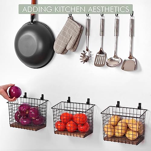 Light Dust Wall Hanging Baskets 3 Pack for Kitchen Organization
