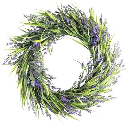 Lavender Wreath Front Door 16 Inch Artificial Farmhouse Decor