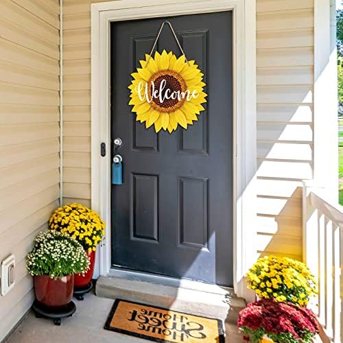 Chitidr 2 Pcs Sunflower Welcome Wooden Door Hanger