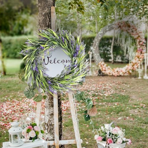 Lavender Wreath Front Door 16 Inch Artificial Farmhouse Decor