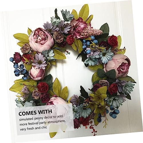 1pc Rattan Wreath Simulated Peony Garland Front Door Decor