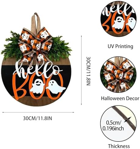 Cute Halloween Ghost Welcome Wreath Door Hanger