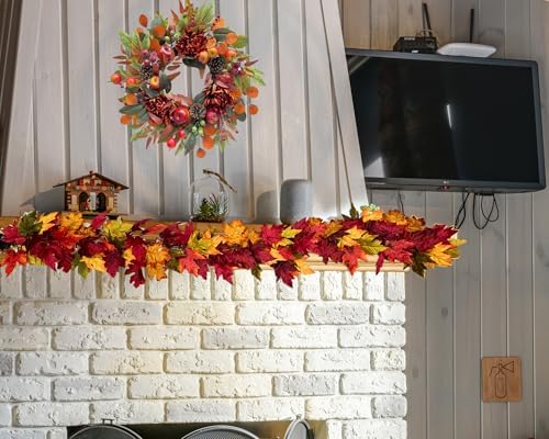 22 Inch Fall Chrysanthemum Wreath with Apples and Berries