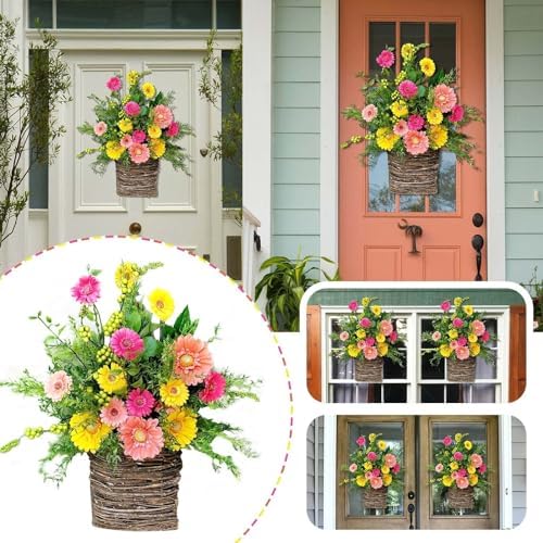 Cream Hydrangea Door Hanger Basket Wreath