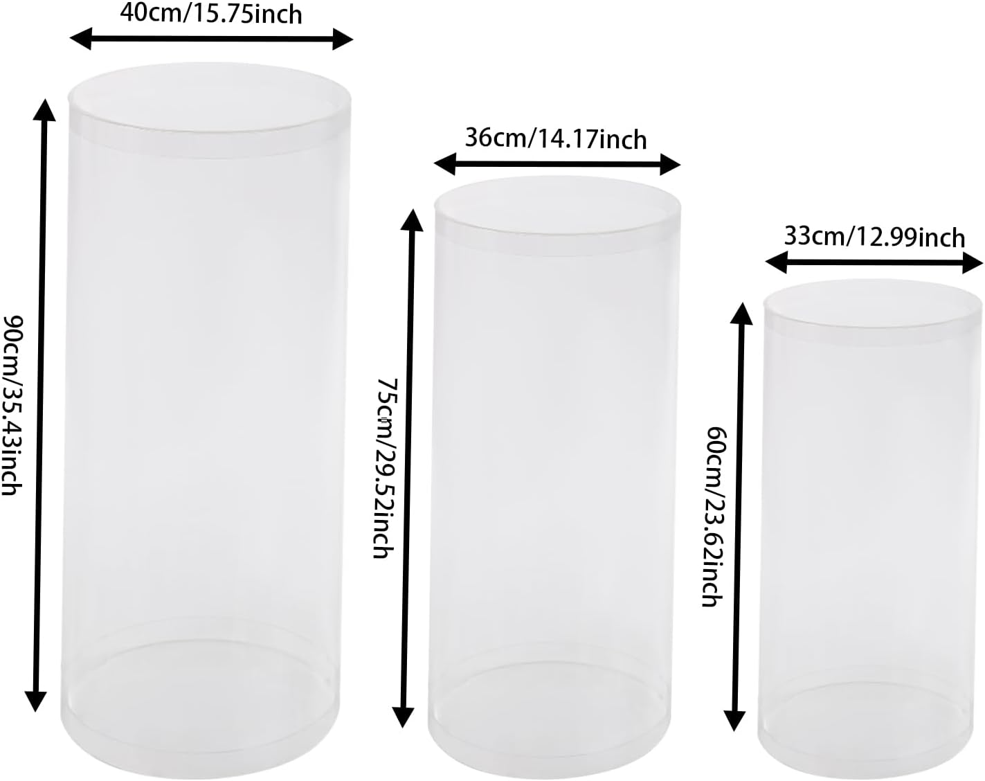 LOYALHEARTDY 3Pcs Clear Cylinder Pedestal Stand