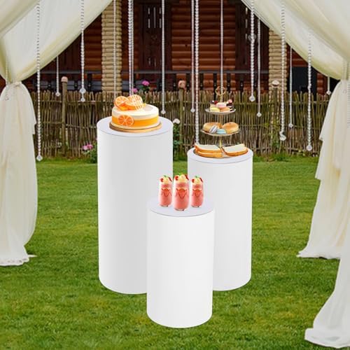 3Pcs Cylinder Pedestal Stands for Wedding Cakes and Decor