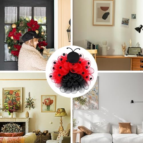15-Inch Ladybug Door Wreath Decor