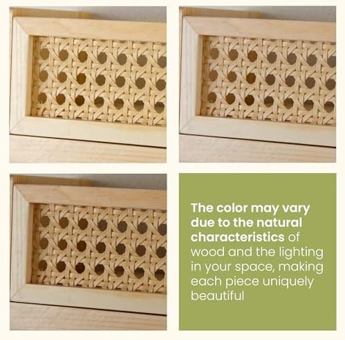 Good Bits Rattan Wall Shelf 3 Pack Floating Bookshelf
