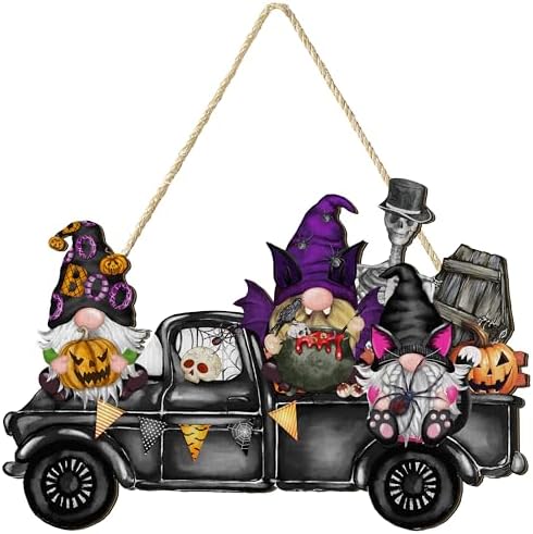 Halloween Door Welcome Sign with Rope and Wooden Design