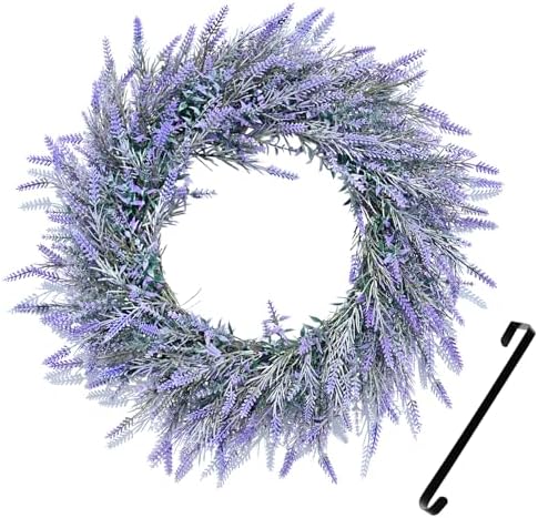 20 Inch Artificial Lavender Wreath with Hanger