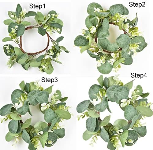 Artificial Eucalyptus Leaves Wreath 9 Inch Farmhouse Decor