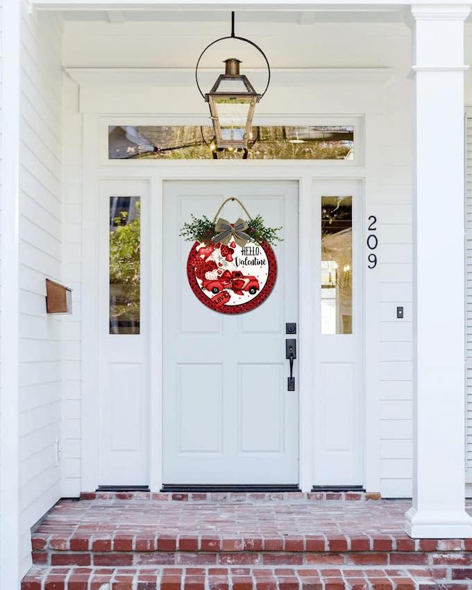Hello Valentine Wooden Front Door Sign 11 Inches