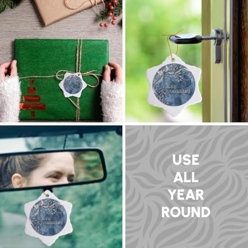 3dRose Happy Chrismukkah Blue Silver Ornament and Menorah Snowflake 3 Inch