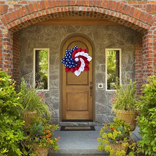 Patriotic Red White Blue Wreath for Front Door