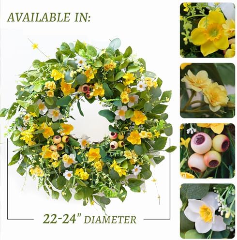 Spring Summer Artificial Wreath for Front Door
