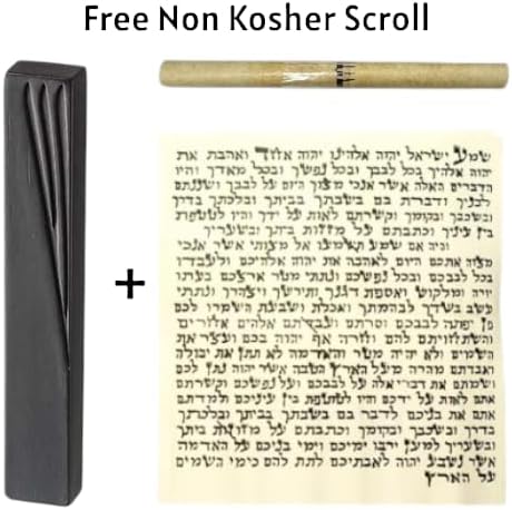 Made in Israel 5 Inch Mezuzah with Polyrazine Finish Black Grey White