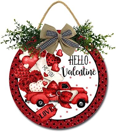 Hello Valentine Wooden Front Door Sign 11 Inches