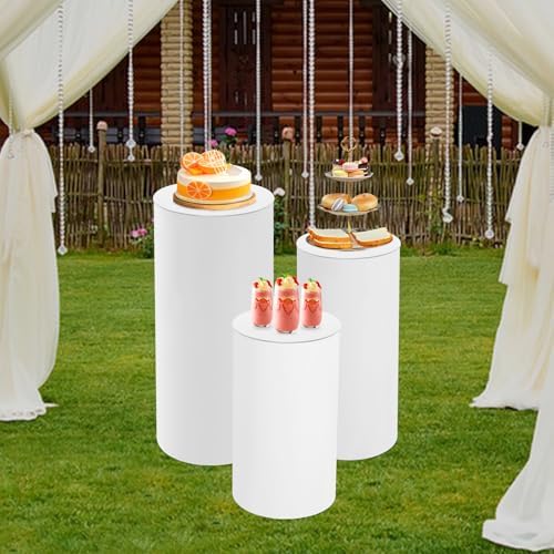 LOYALHEARTDY Cylinder Pedestal Stand 3Pcs Wedding Display