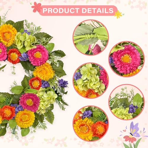 20 Inch Artificial Spring Wreath for Front Door
