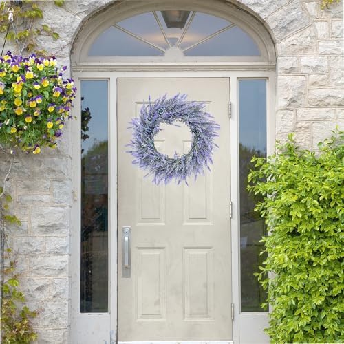 20 Inch Artificial Lavender Wreath with Hanger