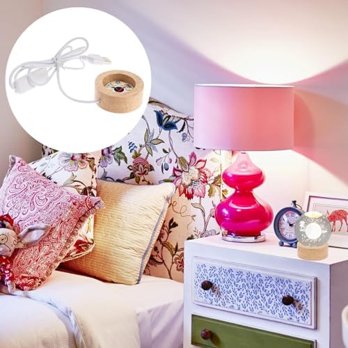 Angoily 5 Pcs Wooden LED Display Base for Crystal Art