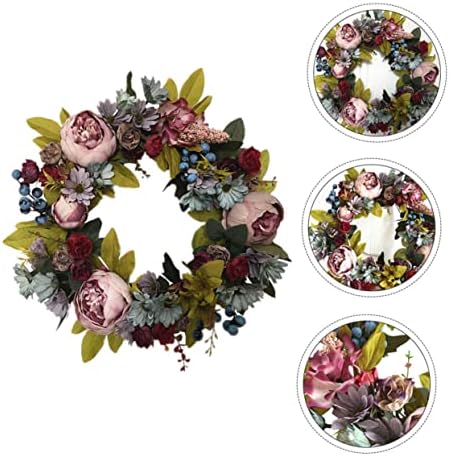 1pc Rattan Wreath Simulated Peony Garland Front Door Decor