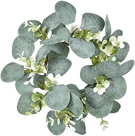 Artificial Eucalyptus Leaves Wreath 9 Inch Farmhouse Decor