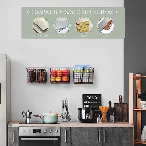 Light Dust Wall Hanging Baskets 3 Pack for Kitchen Organization