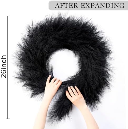 Sggvecsy 26 Inch Faux Pampas Grass Wreath Black
