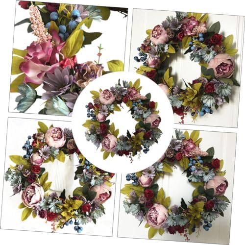 1pc Rattan Wreath Simulated Peony Garland Front Door Decor