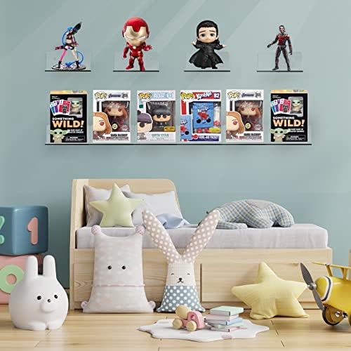 6 Pack Small Acrylic Floating Shelves for Wall Display