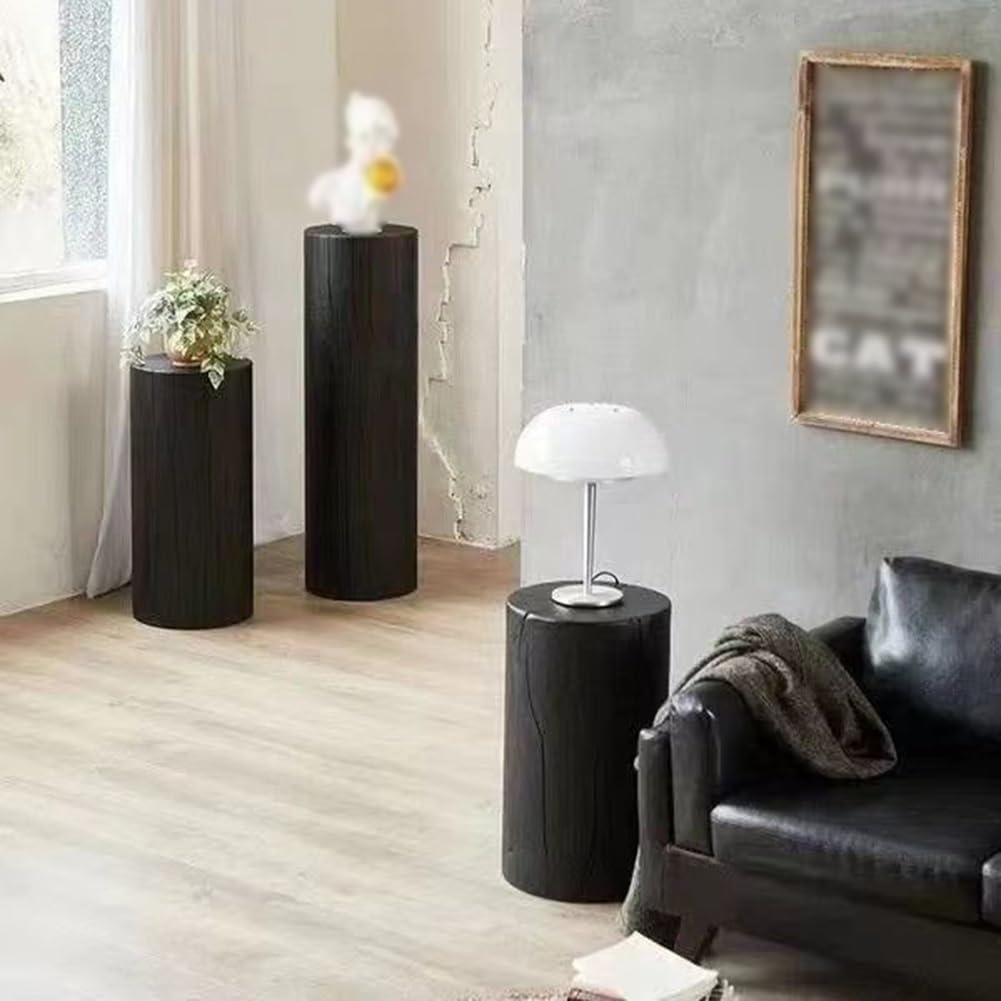 Wooden Round Cylinder Pedestal Stand for Vases and Decor