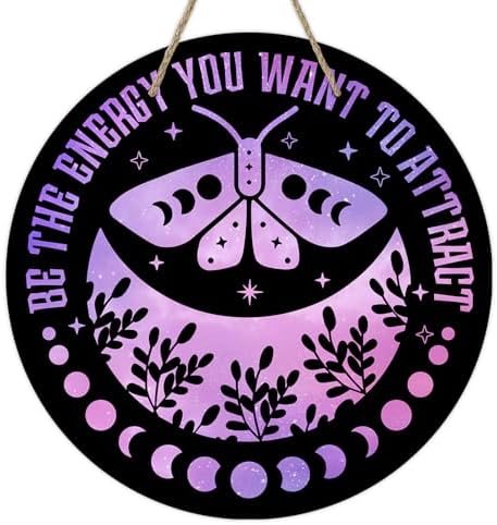 Deroro Purple Halloween Witch Moon Phase Door Sign