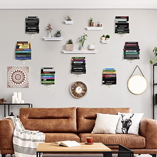 Floating Book Shelves 8 Tier Metal Wall Organizer 4 Pack