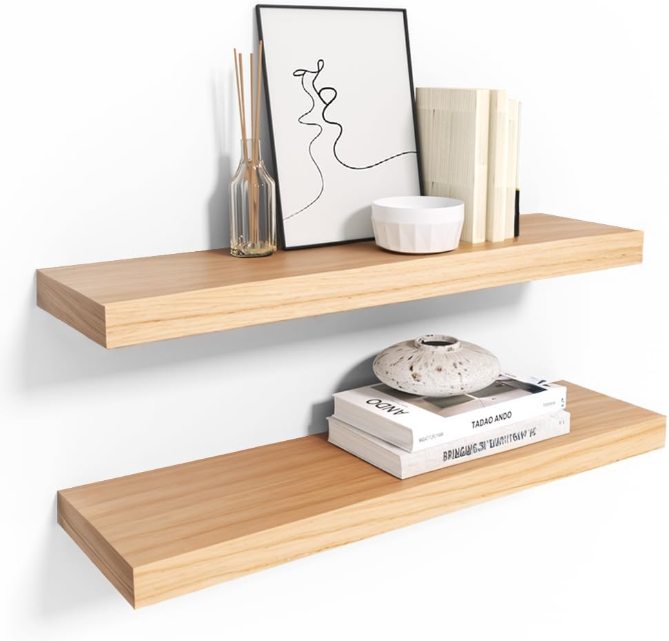 Habudda Floating Shelves 236 x 67 x 16 2-Pack Natural Wood