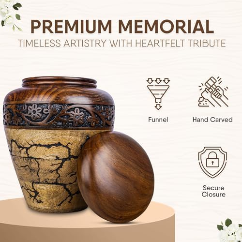 Premium Hand-Carved Wooden Cremation Urn