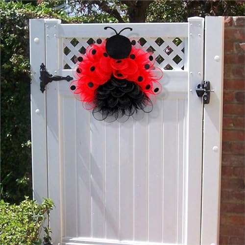 1496 Inch Ladybug Mesh Door Wreath Red Black