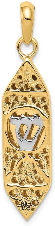 FJC Finejewelers 14k Rhodium Mezuzah with Shin Charm