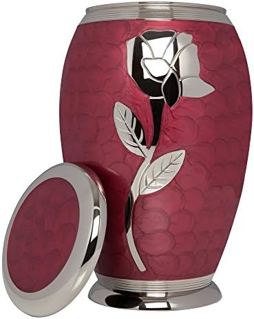 Red Rose Cremation Urn - Handmade Brass - Adult Size - Talia Model