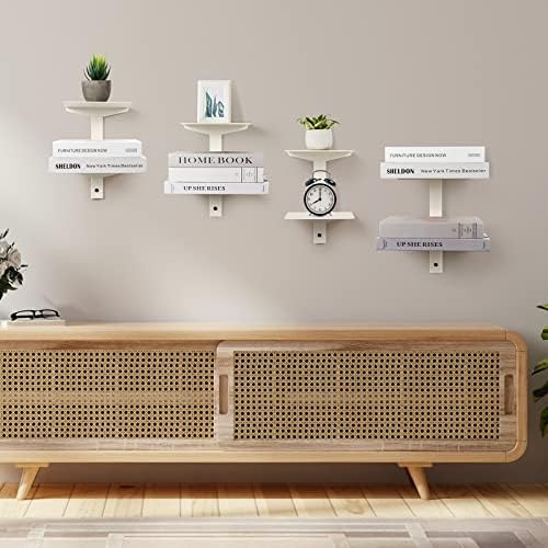 Floating Book Shelves 8 Tier Metal Wall Organizer 4 Pack