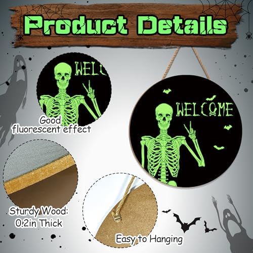 Halloween Door Wreath Skull Welcome Sign 12 Inch