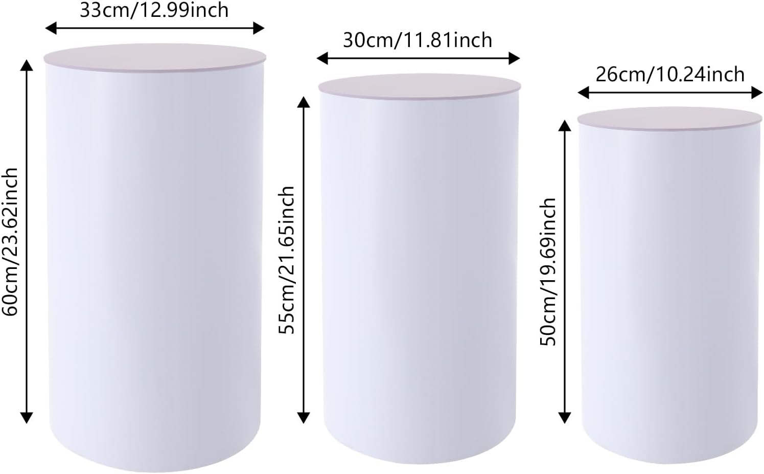 White Cylinder Pedestal Stand 3Pcs for Parties