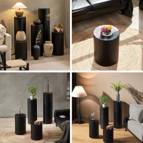 Wooden Round Cylinder Pedestal Stand for Vases and Decor