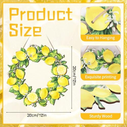 Lemon Wreath Front Door Summer Decor Hanging Sign