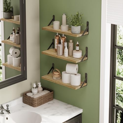 YGEOMER 165 Inch Floating Shelves Set of 6 Light Brown 1