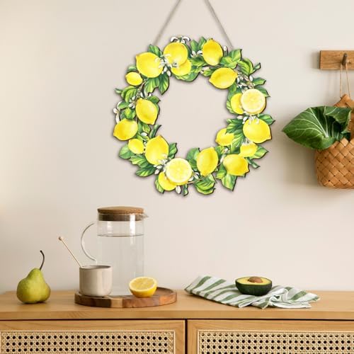 Lemon Wreath Front Door Summer Decor Hanging Sign