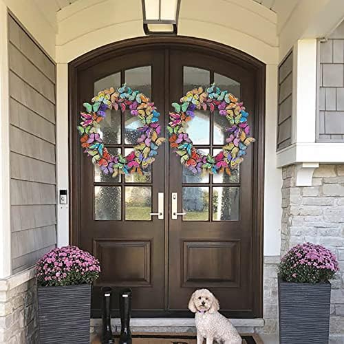 Butterfly Front Door Wreath with Artificial Tulips