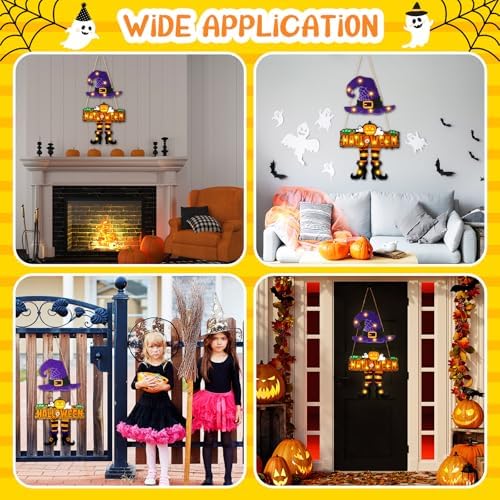 LED Halloween Witch Door Sign with Light Up Design
