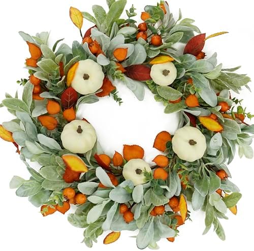 Autumn Pumpkin Wreath for Front Door Decor