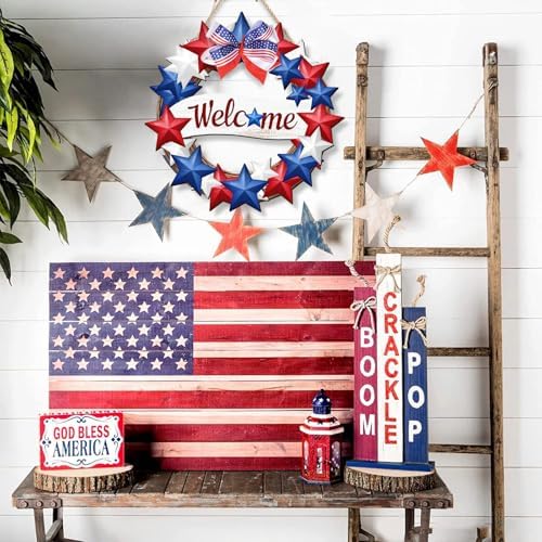 COLOR VALLEY ART Patriotic Wreath Welcome Sign